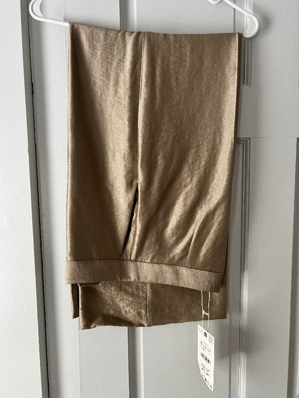 Zara High-Waisted Straight Leg Pant Soft Gold NWT Size S - Picture 5 of 5